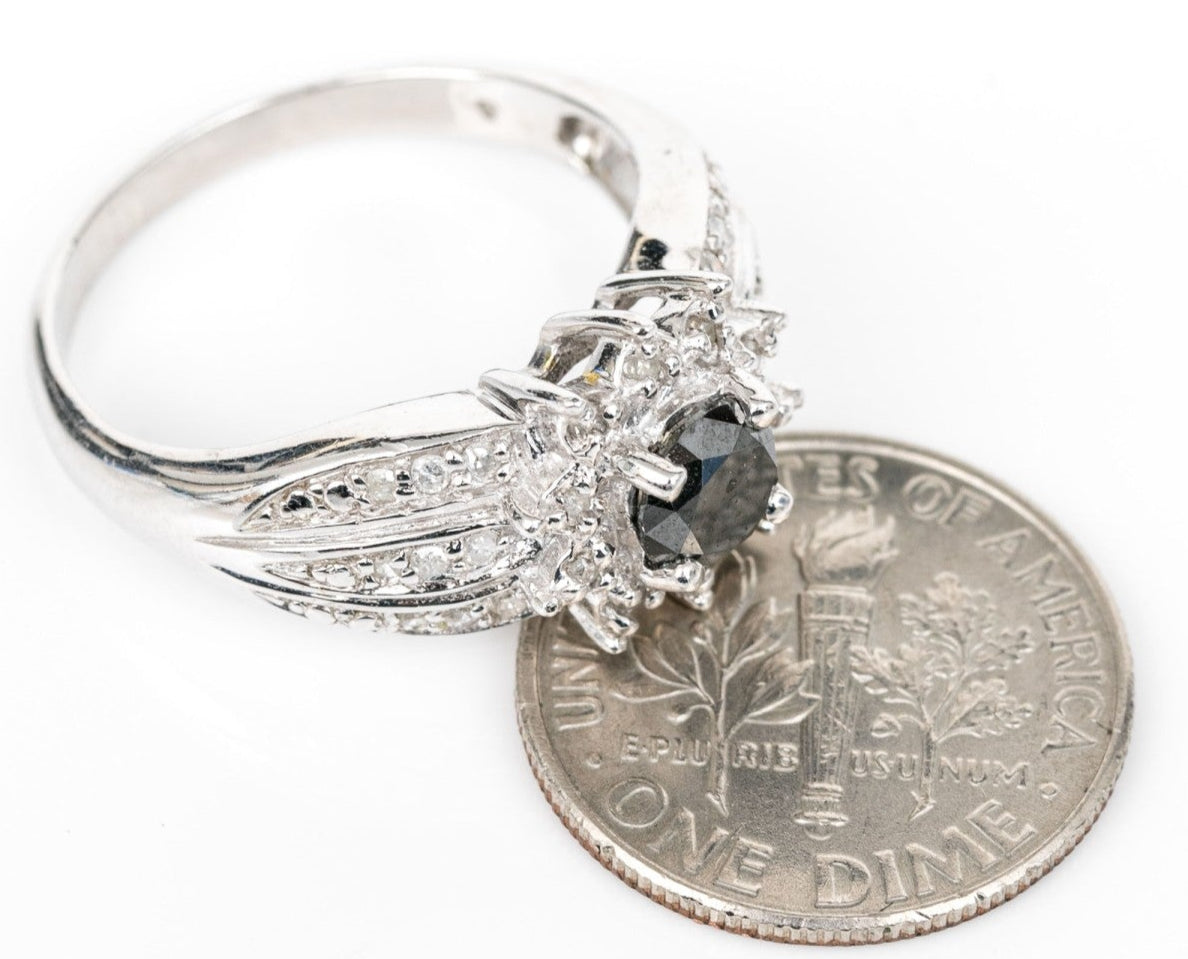 SZ 7 14K Onyx & Diamond RIng