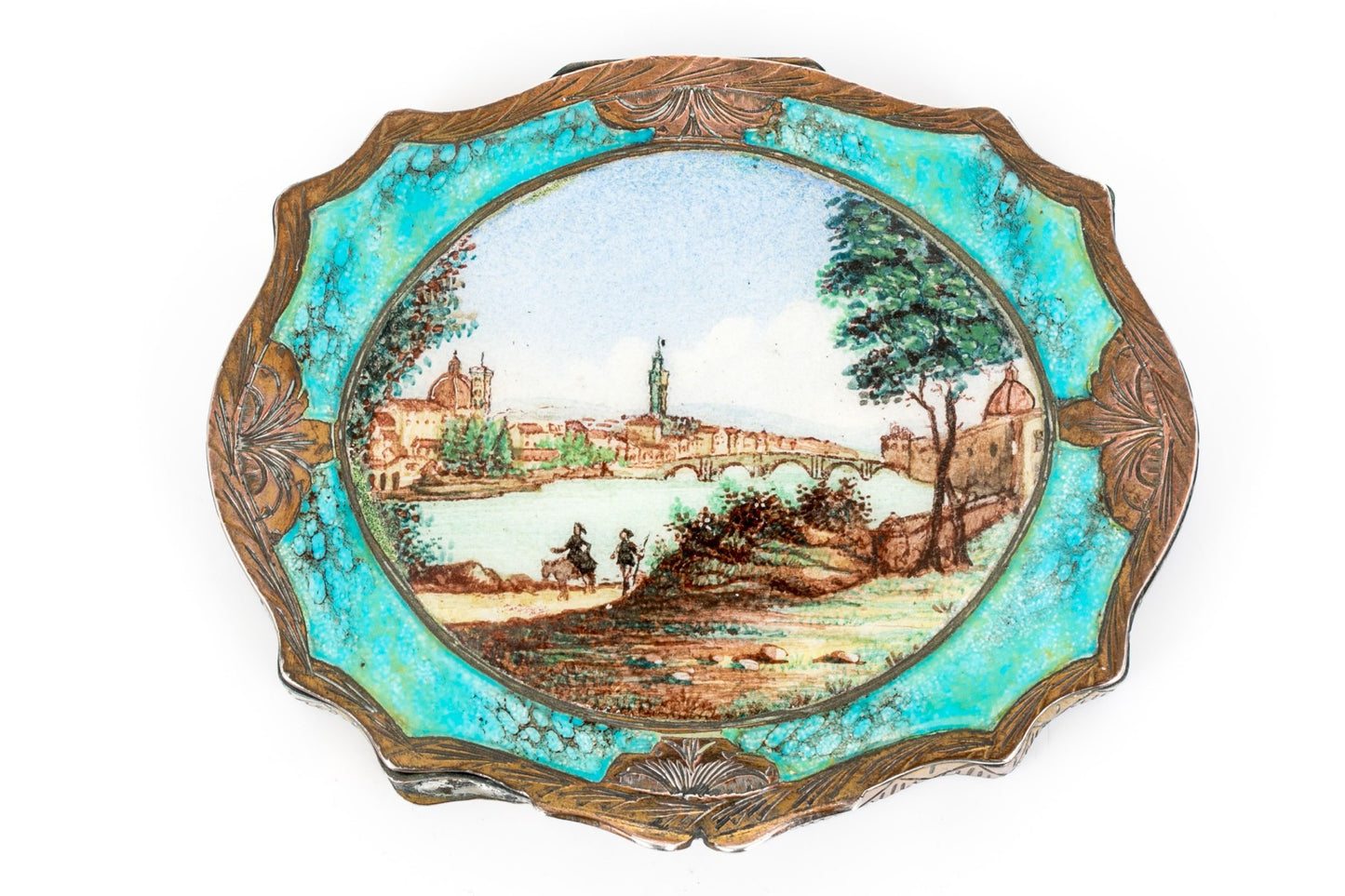250204-3A Italian 800 Silver Enameled Compact