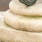 250409-2 Cast Stone Pedestal Glass Top Table