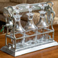 220202-3 Antique Tantalus With 3-Baccarat Crystal Decanters