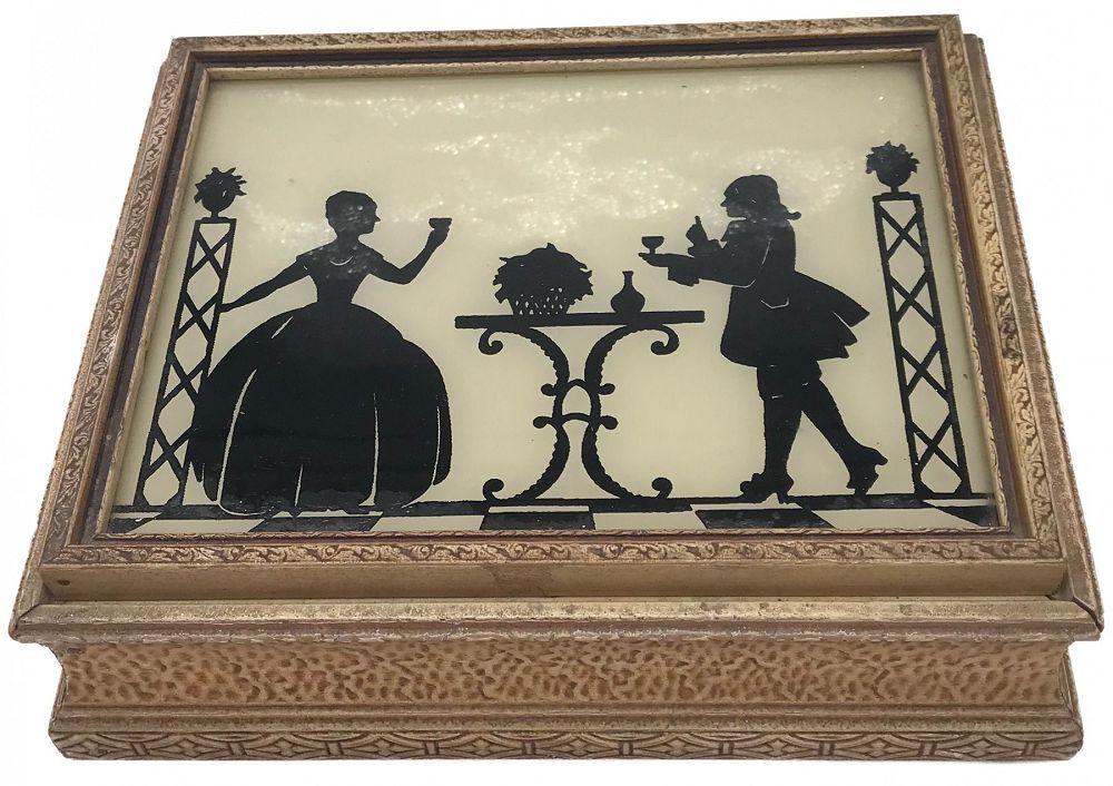 221207-7 Art Nouveau Silhouette Lift Top Jewelry Box