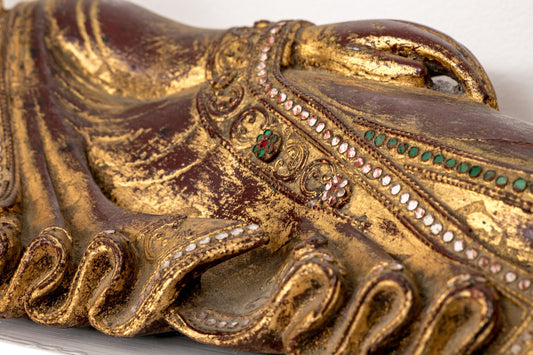 Gilt Wooden Reclining Buddha, Shwethalyaumg Paya