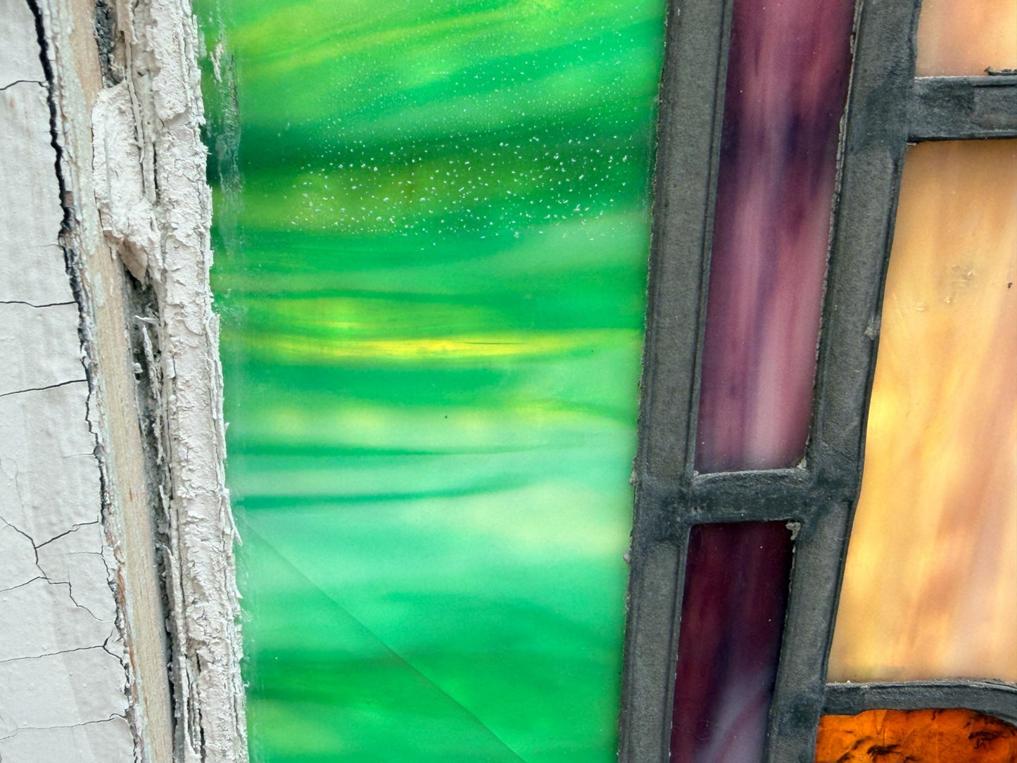 260415-5 Antique Stained Glass Window Panel