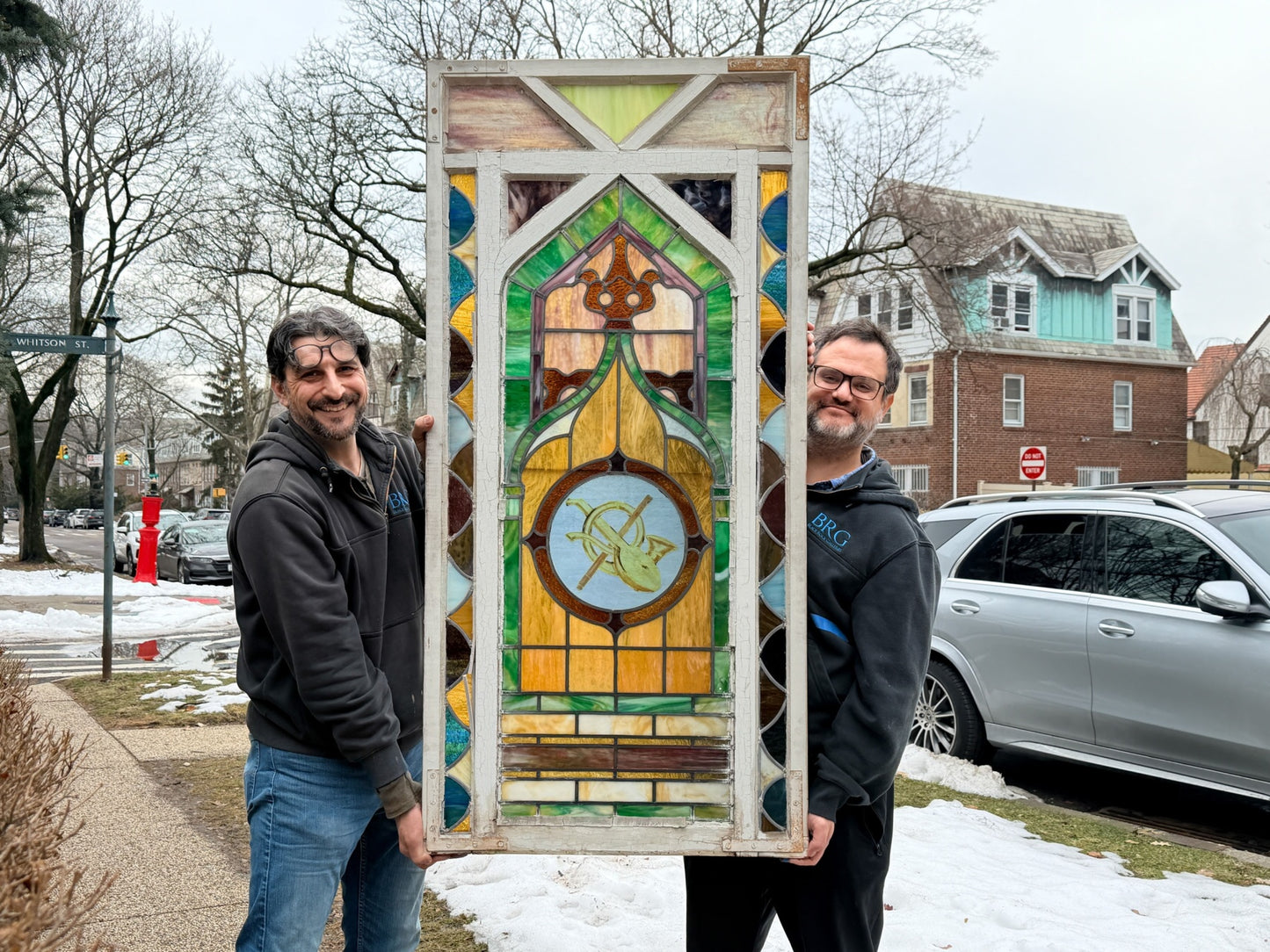 260415-5 Antique Stained Glass Window Panel