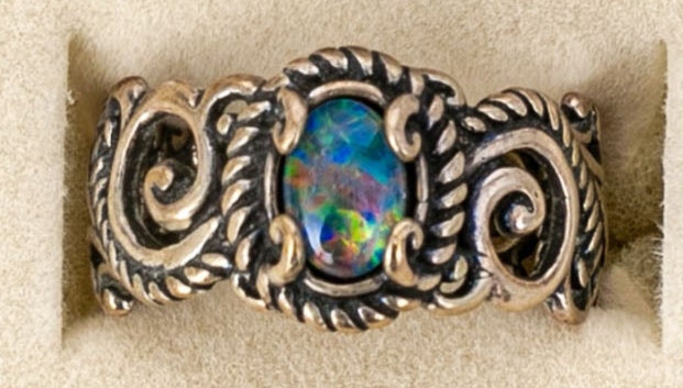 SZ 7 Carolyn Pollack Opal Filagree Ring