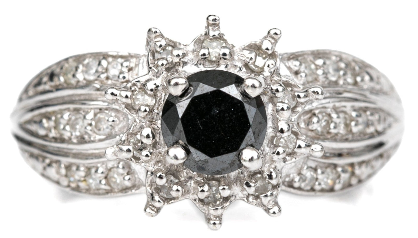 SZ 7 14K Onyx & Diamond RIng