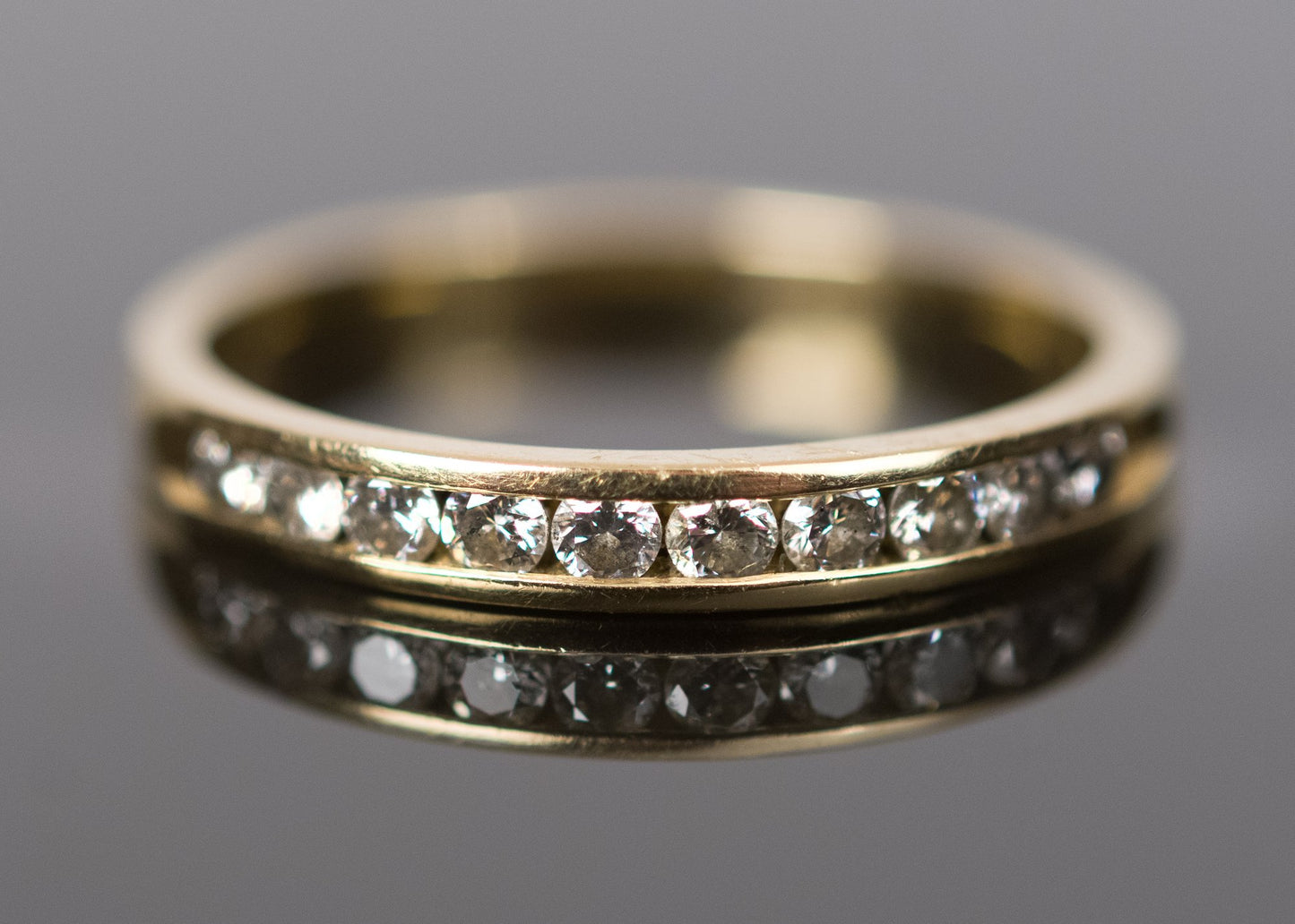 Size 6.75 14k Yellow Gold & Diamond Wedding Band