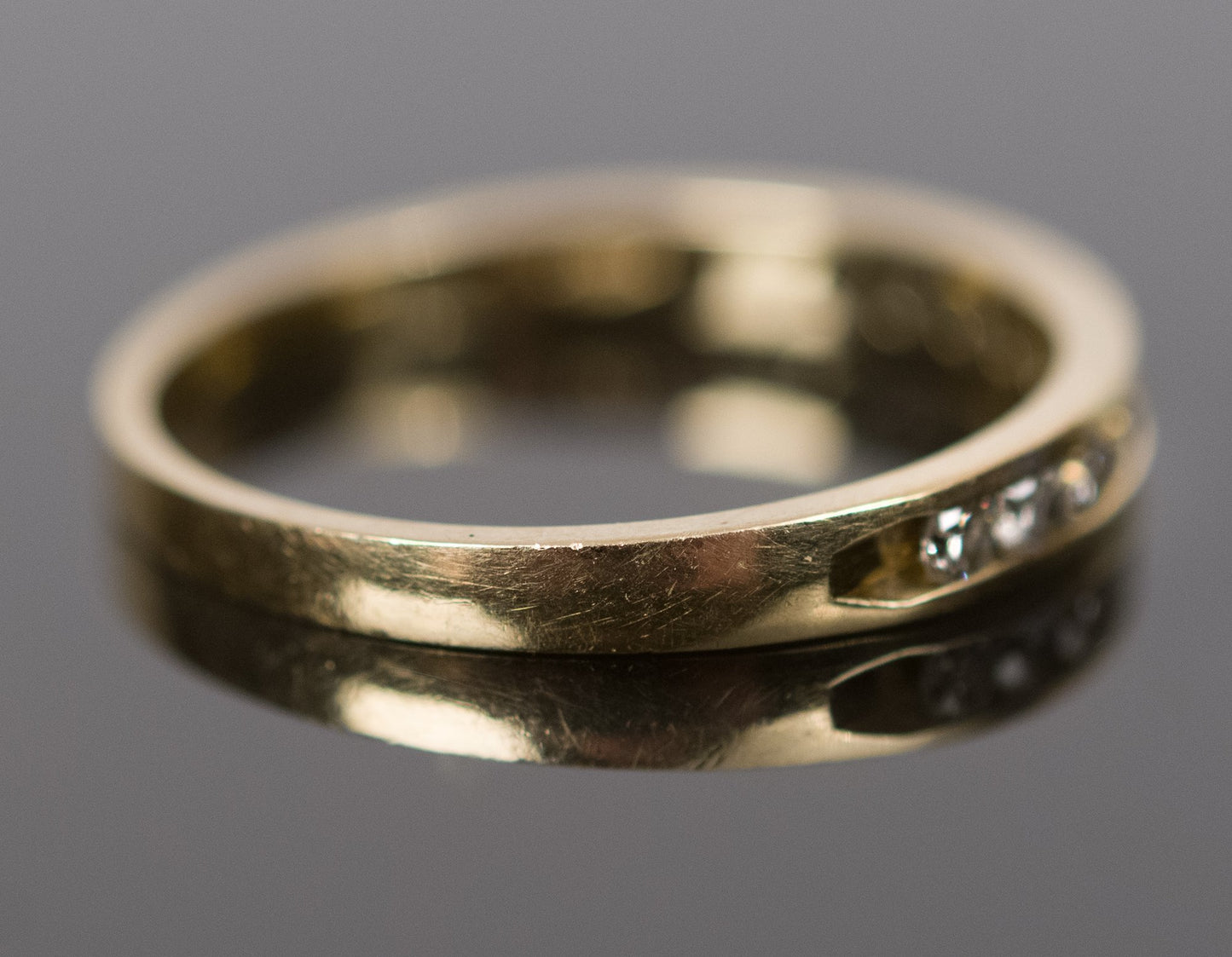 Size 6.75 14k Yellow Gold & Diamond Wedding Band