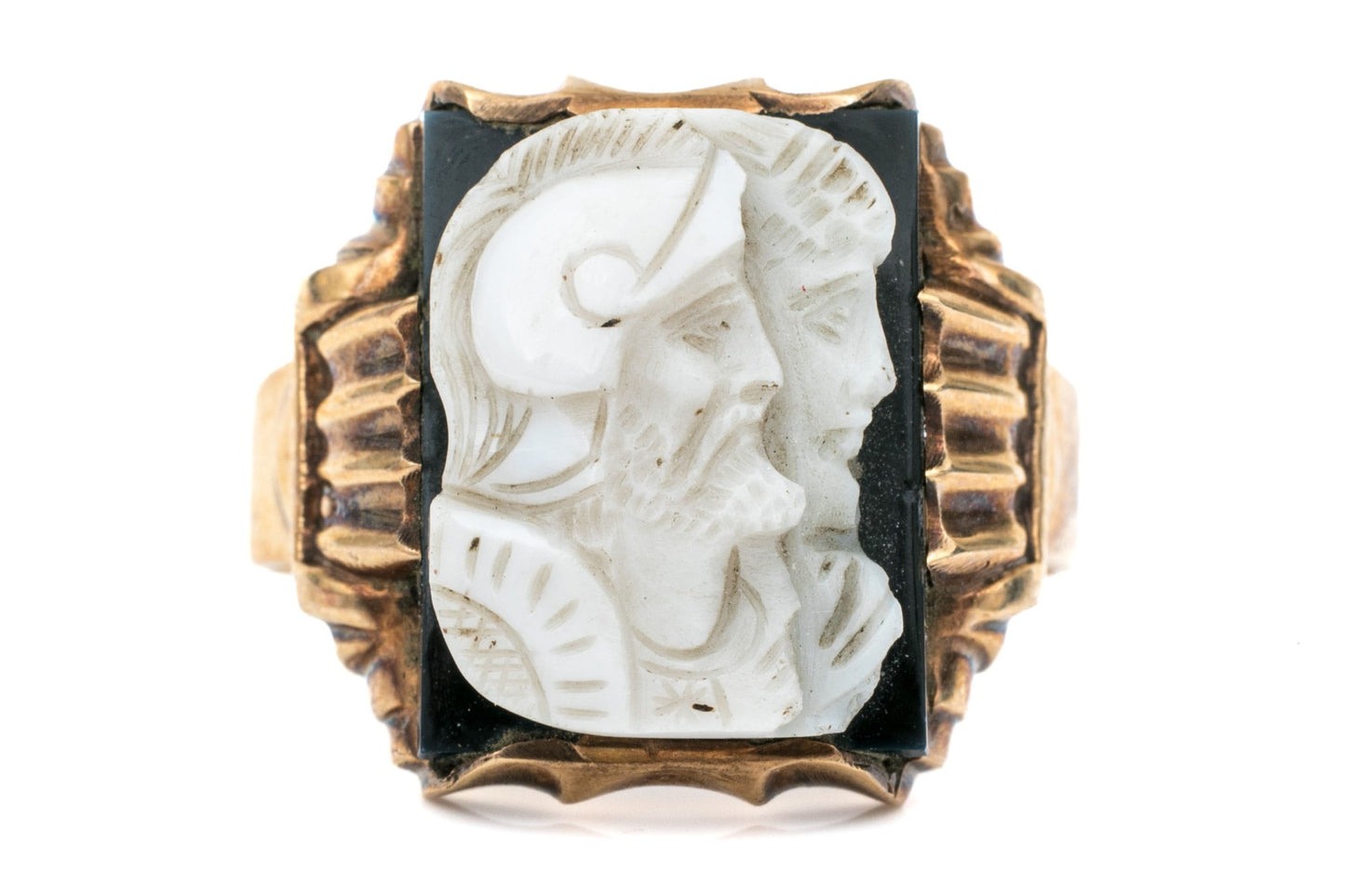 260415-1 Men's Size 10, 10k Double Soldier Cameo Ring
