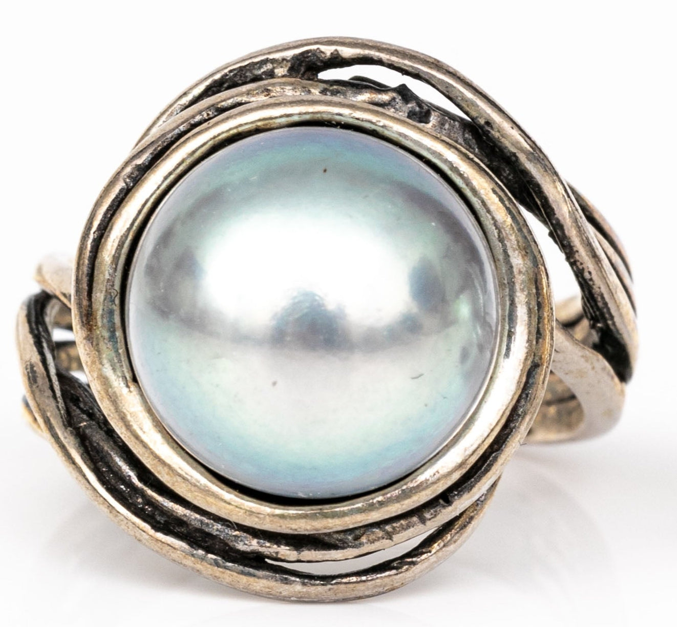 SZ 6.75 .925 & Gray Mabe Pearl Ring