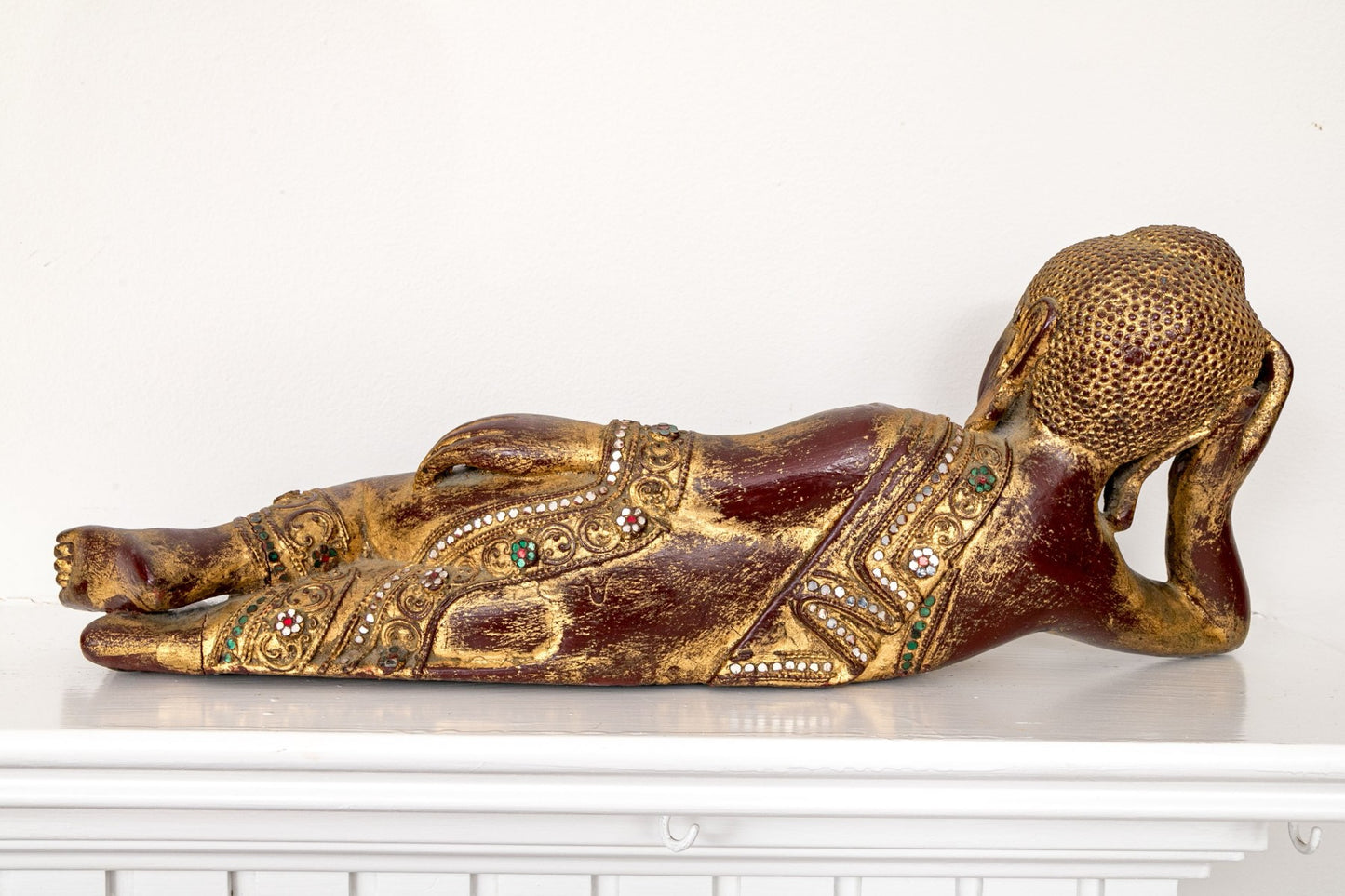 Gilt Wooden Reclining Buddha, Shwethalyaumg Paya