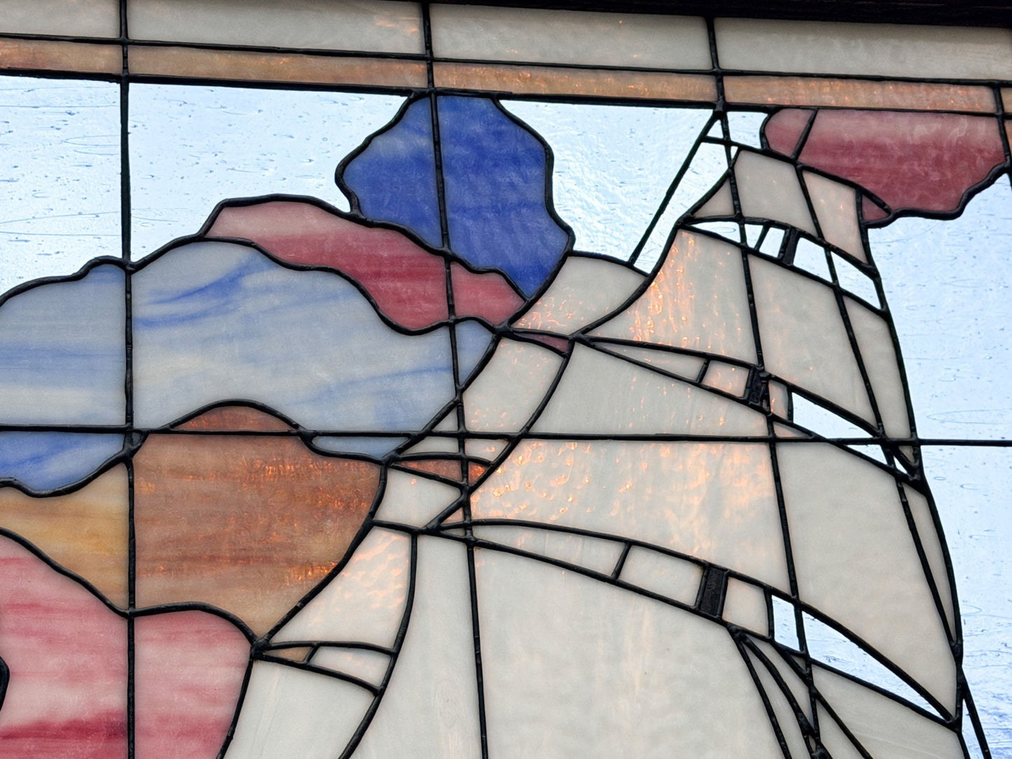 260415-2 Framed Stained Glass Clipper Ship, ca1977