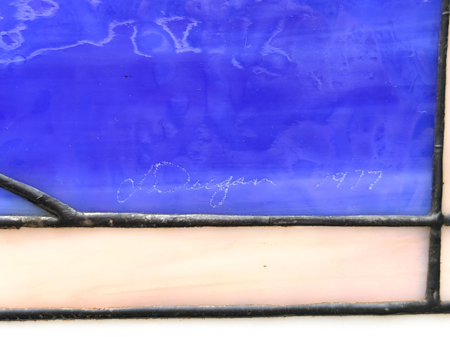 260415-2 Framed Stained Glass Clipper Ship, ca1977