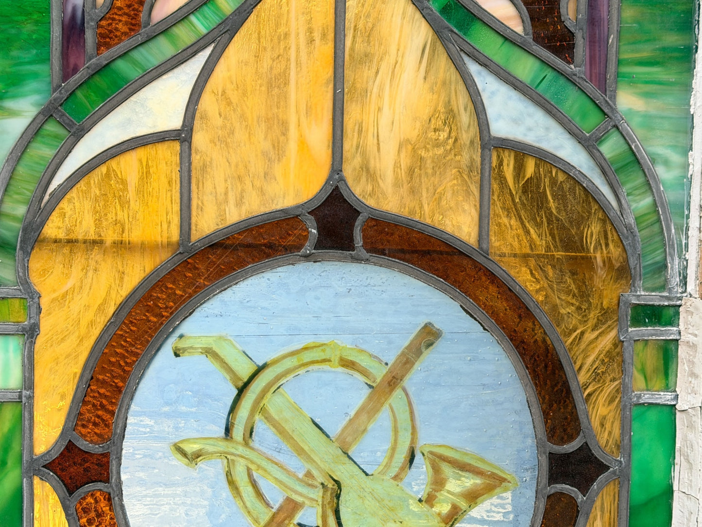 260415-5 Antique Stained Glass Window Panel