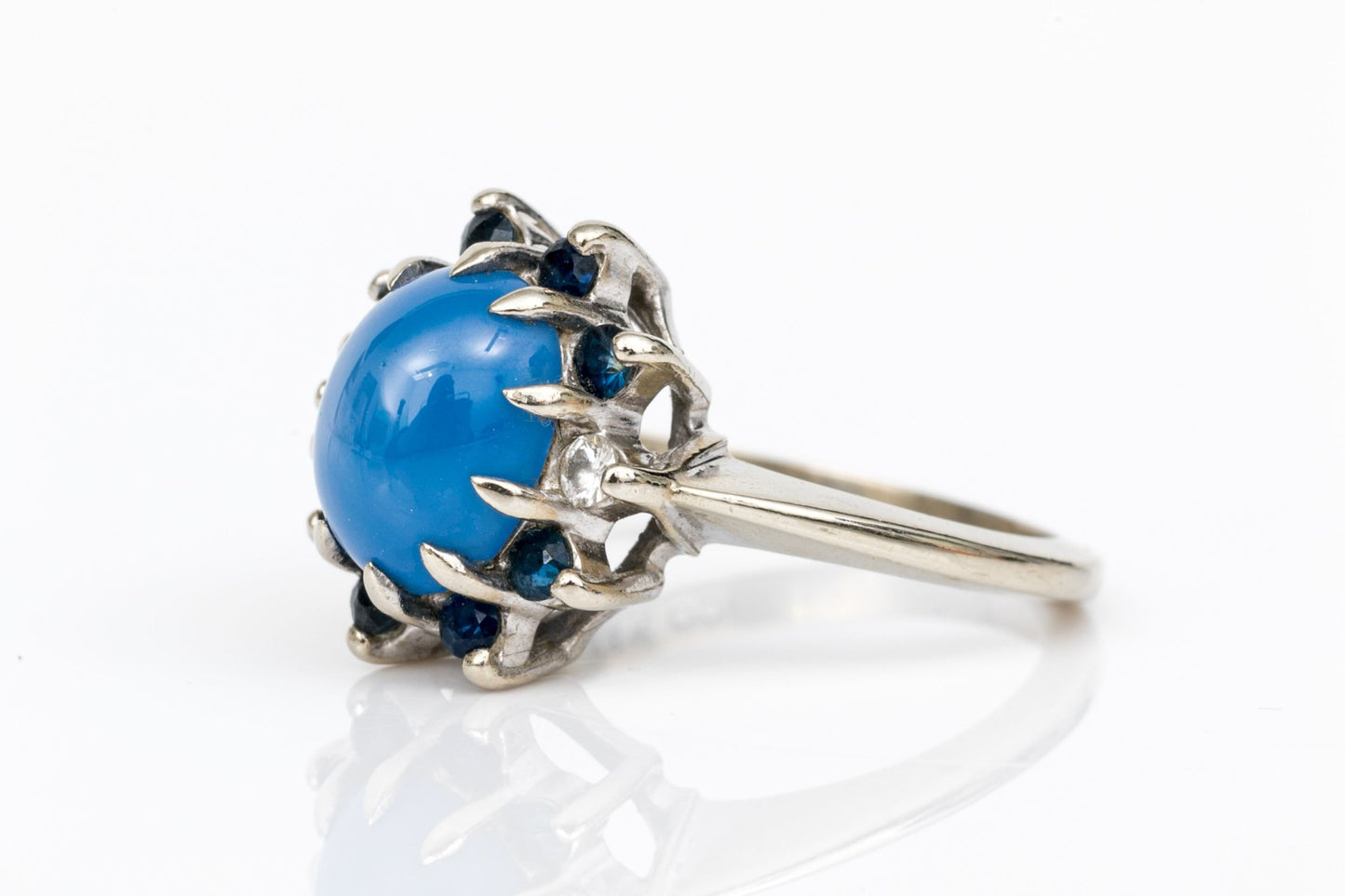 Size 5.5 14K Retro Synthetic Star Sapphire & Diamond