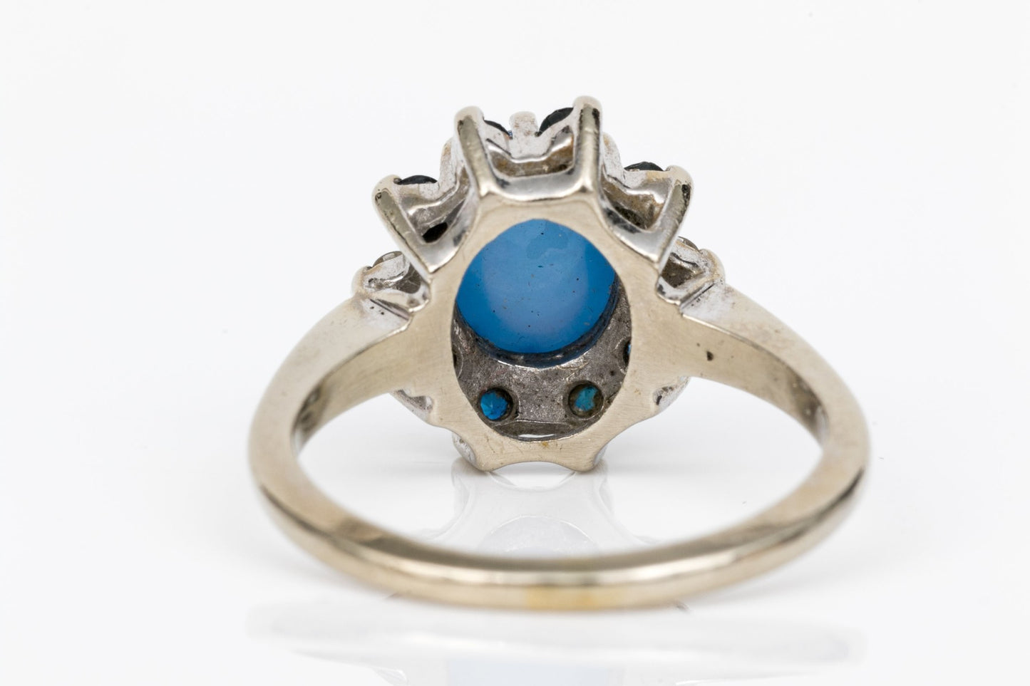 Size 5.5 14K Retro Synthetic Star Sapphire & Diamond