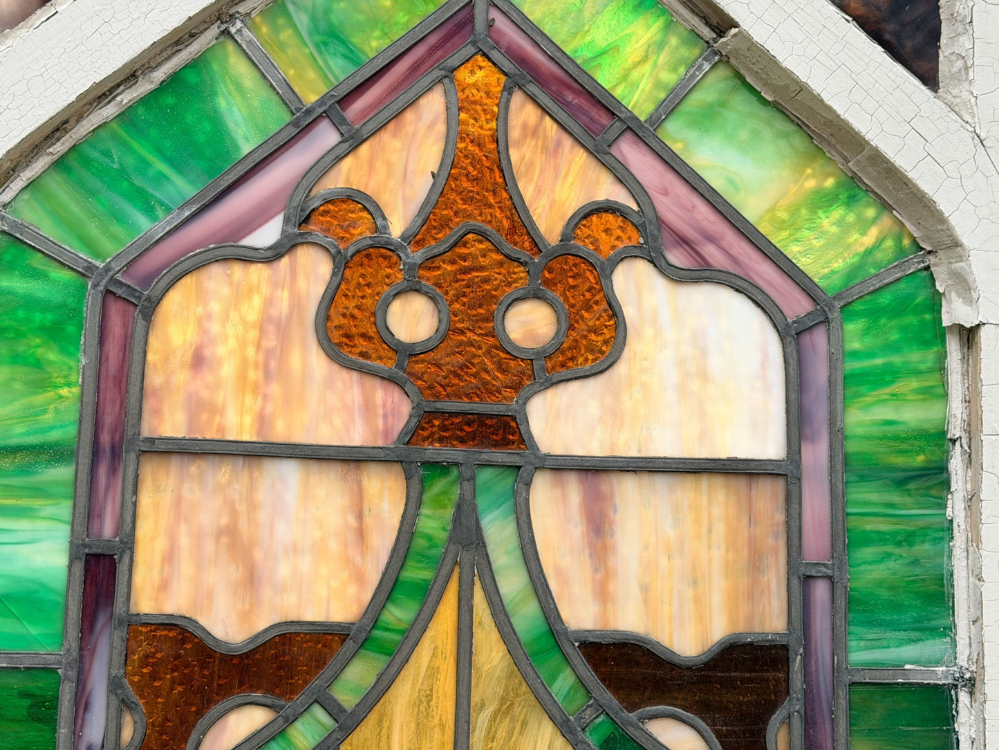 260415-5 Antique Stained Glass Window Panel