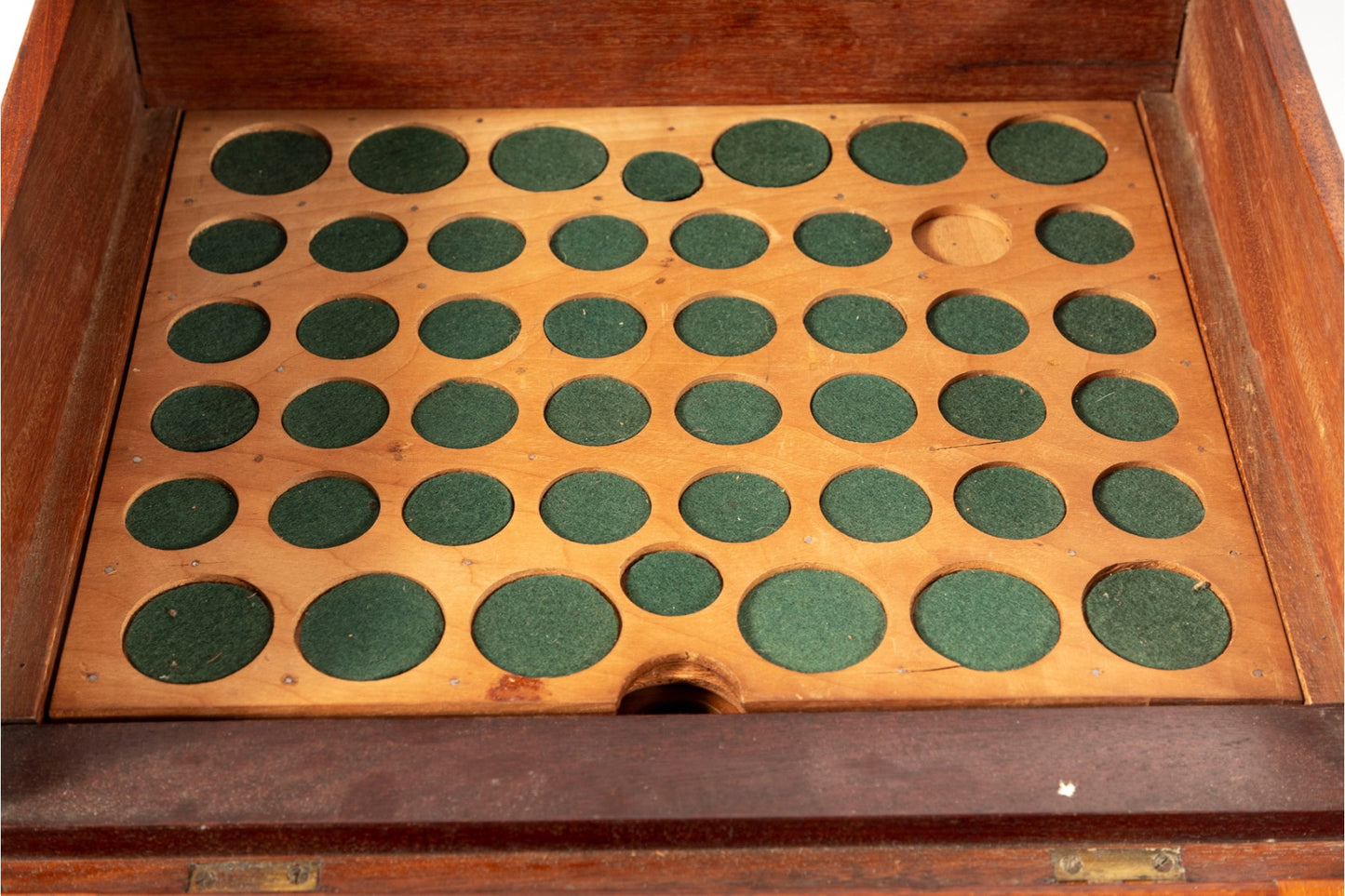 Antique Coin Box With Removable Trays, 12" x 10.5" x 4"H