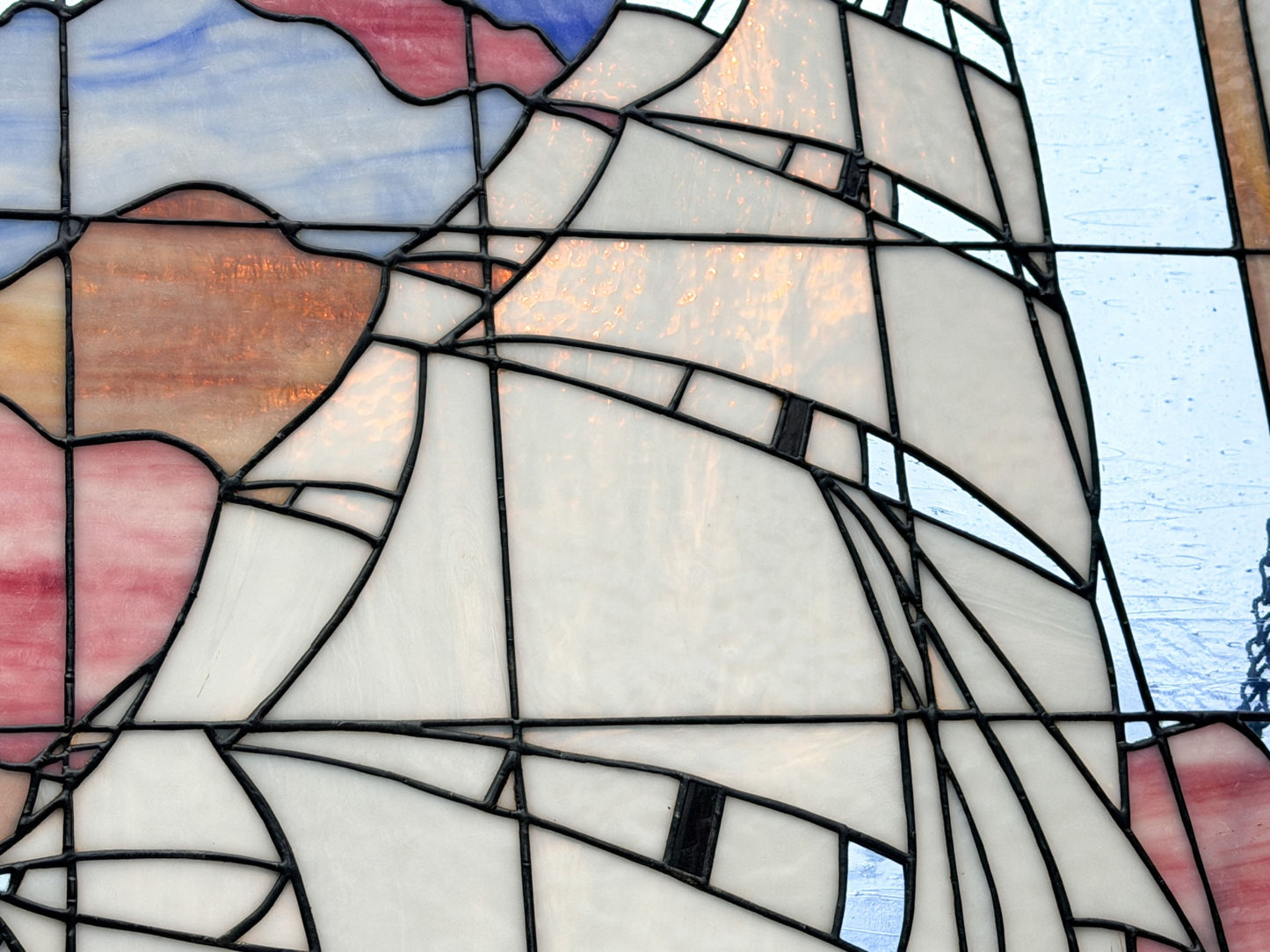 260415-2 Framed Stained Glass Clipper Ship, ca1977