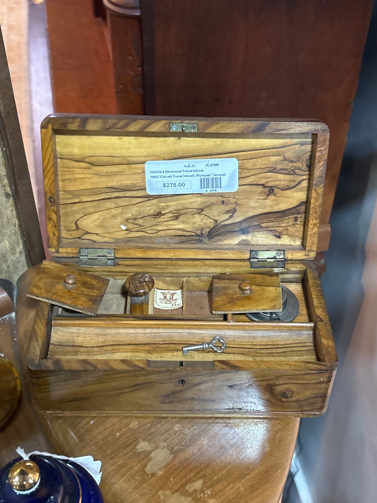 220228-4 Olivewood Travel Inkwel
