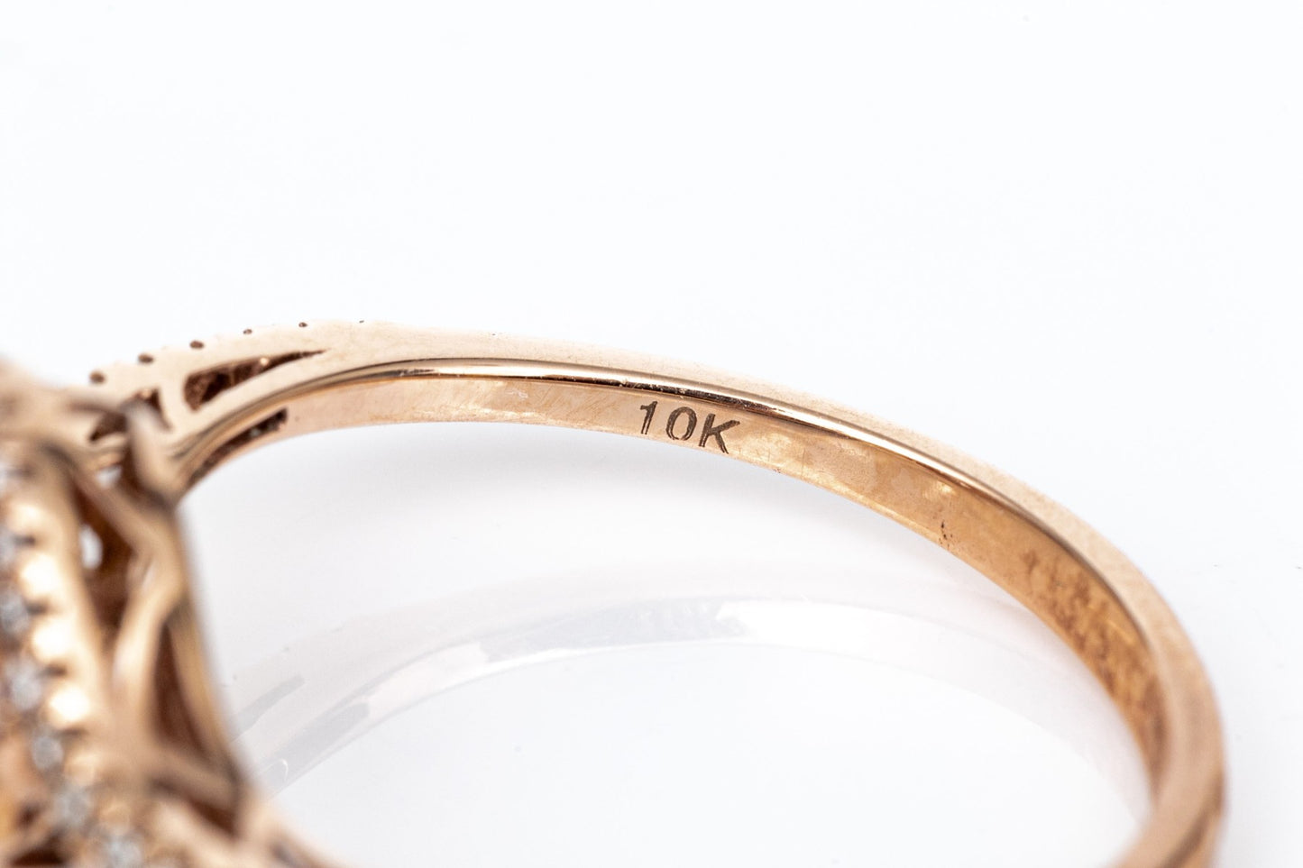 Size 7 10K Rose Gold & Pink Morganite & Diamond Ring