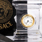 Versace Glass Tabletop Clock In Original Box