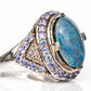 SZ 7 Sterling & Opal & CZs Ring