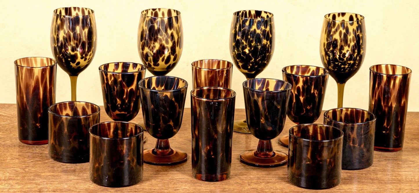 250203-1A Set of 4-Faux Tortoiseshell Rocks Glasses