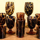 250203-1C Set of 4-Faux Tortoiseshell Stemmed Wine Glasses