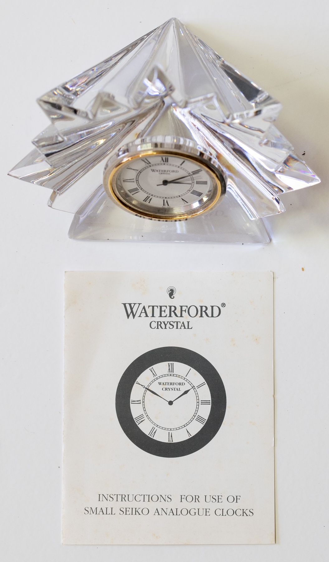 VIntage Waterford Starburst Desk Block, Seiko Analog Battery Operated