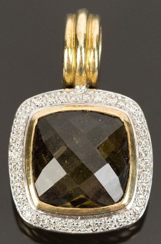David Yurman Smokey Quartz .925 18k & Diamond Pendant