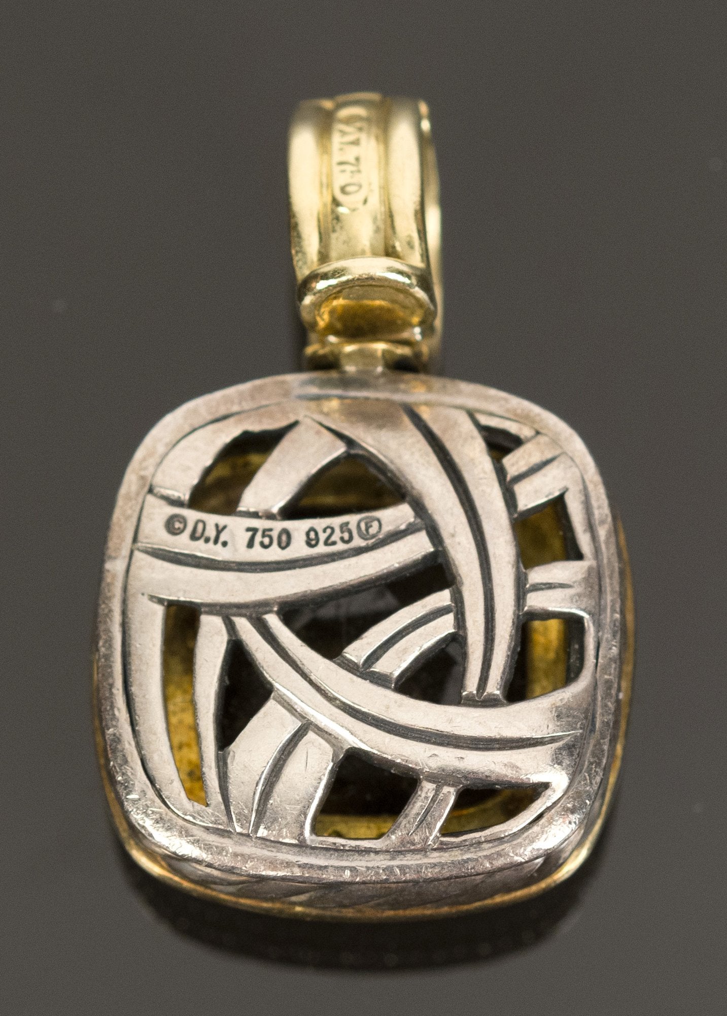 David Yurman Smokey Quartz .925 18k & Diamond Pendant