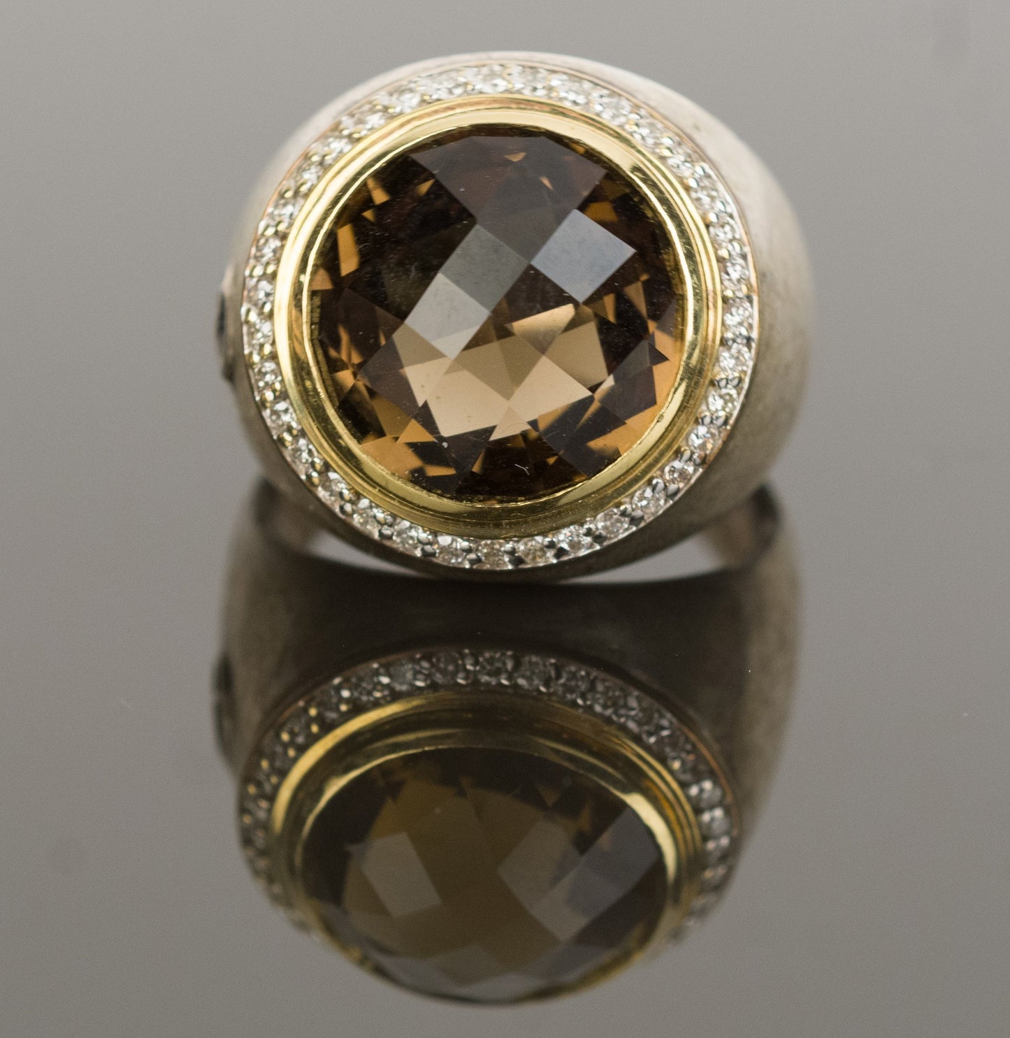 Size 6 David Yurman Smokey Quartz .925 18k & Diamond Ring