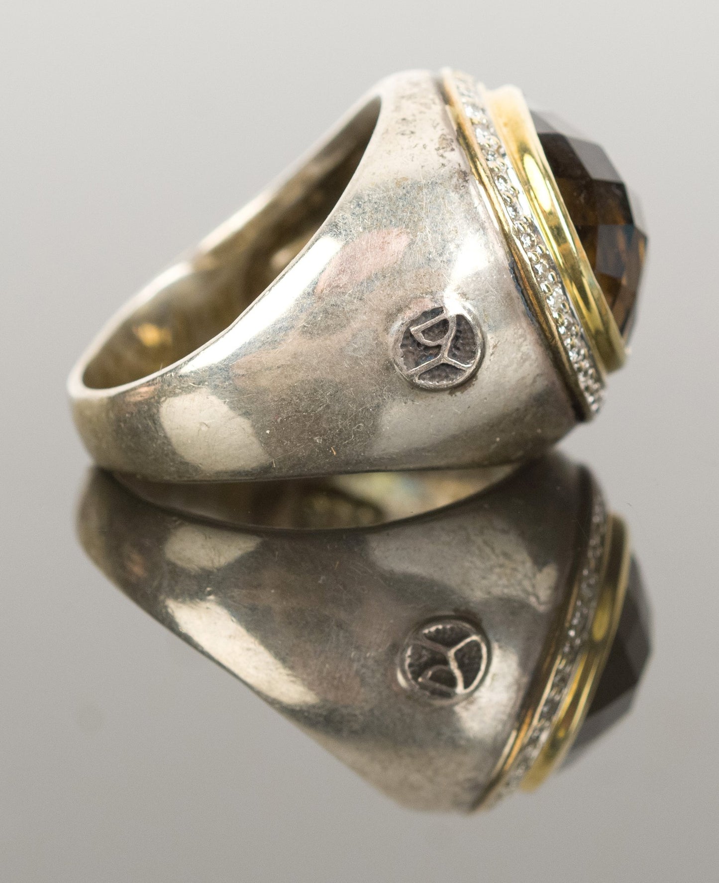 Size 6 David Yurman Smokey Quartz .925 18k & Diamond Ring