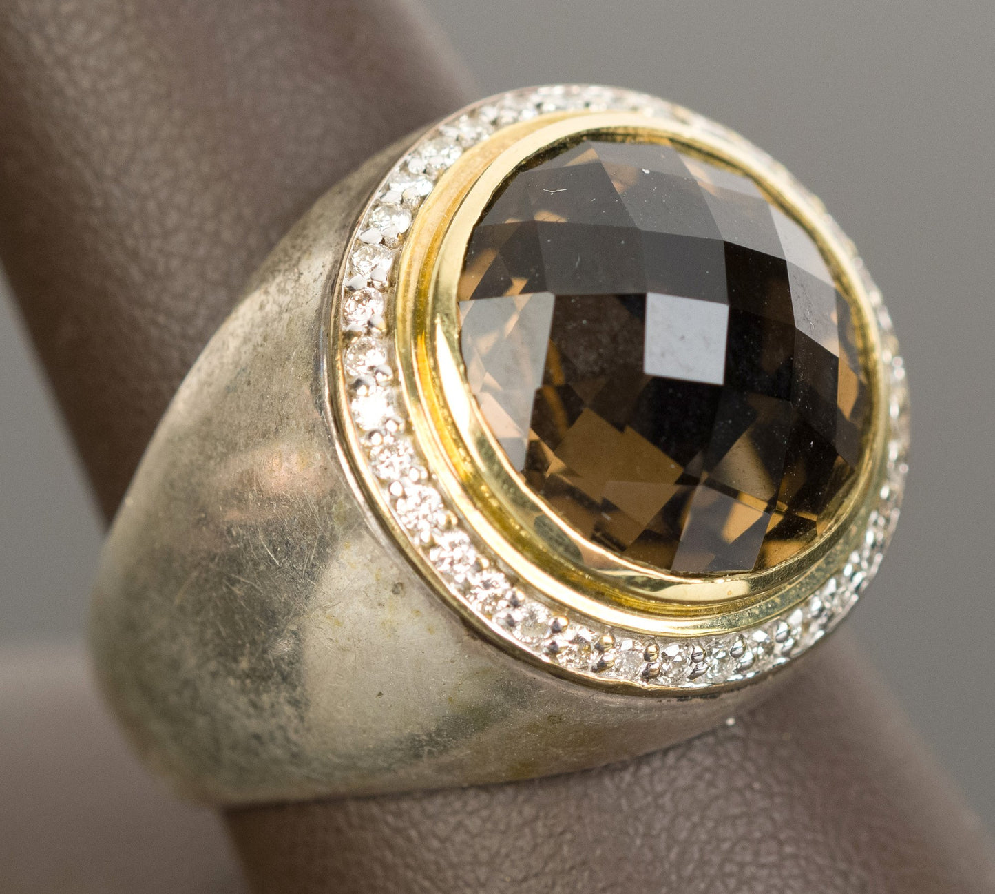 Size 6 David Yurman Smokey Quartz .925 18k & Diamond Ring