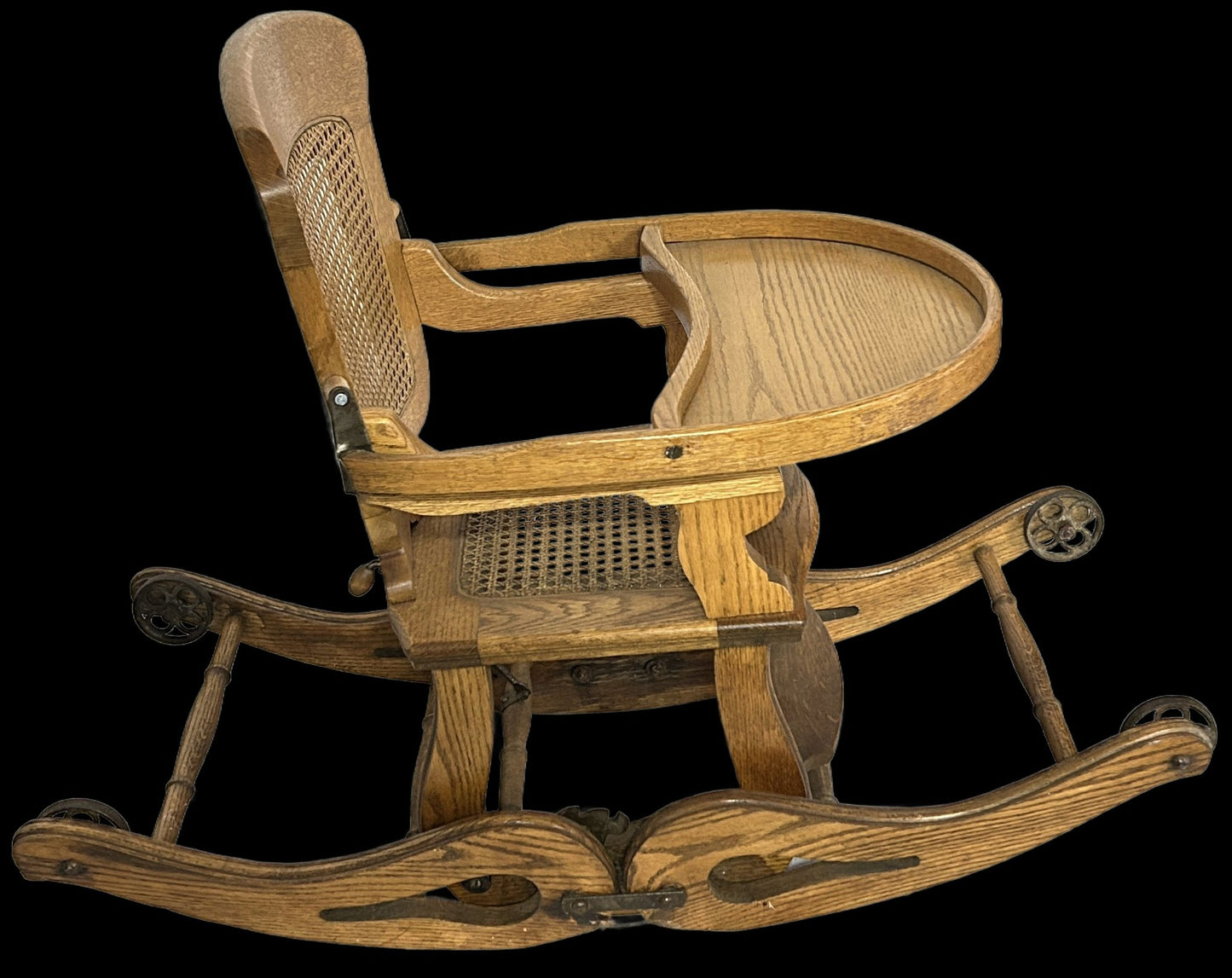 260121-3 Antique Oak Adjustable Height Child's High Chair