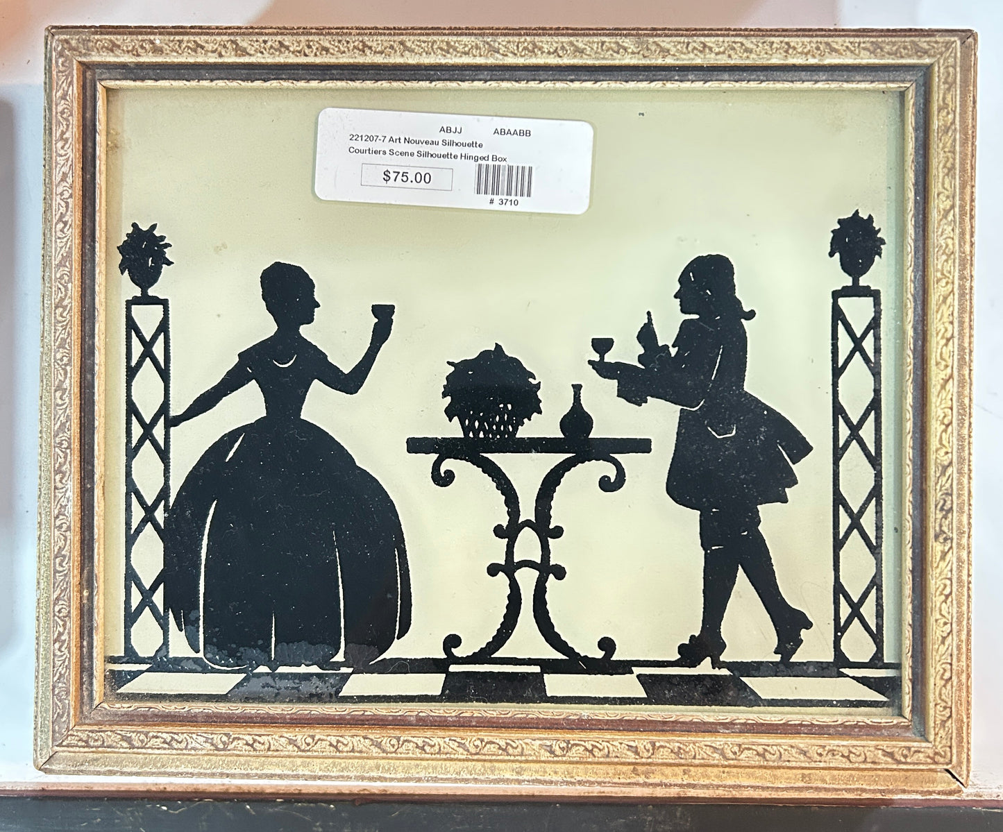 221207-7 Art Nouveau Silhouette Lift Top Jewelry Box