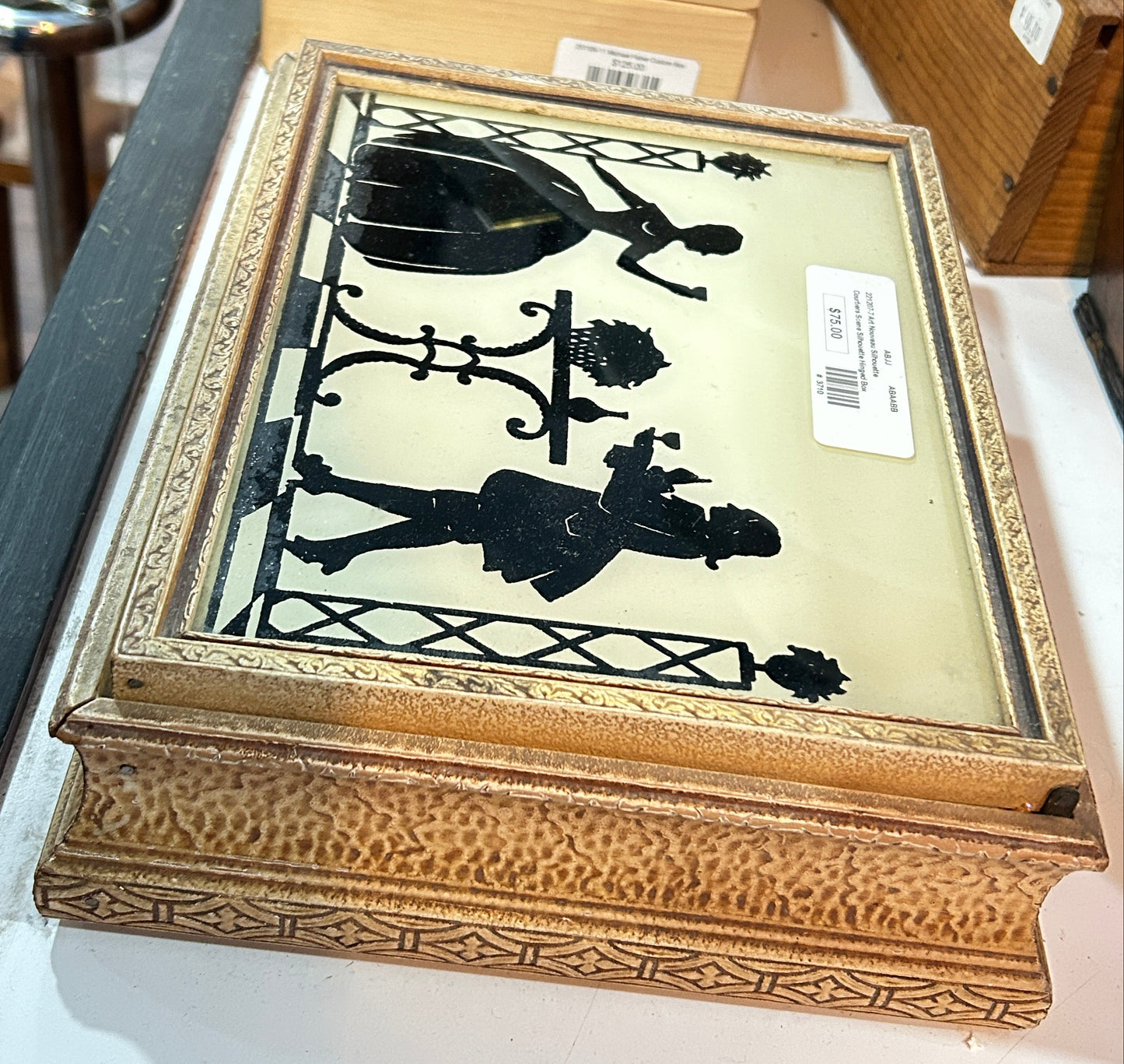 221207-7 Art Nouveau Silhouette Lift Top Jewelry Box
