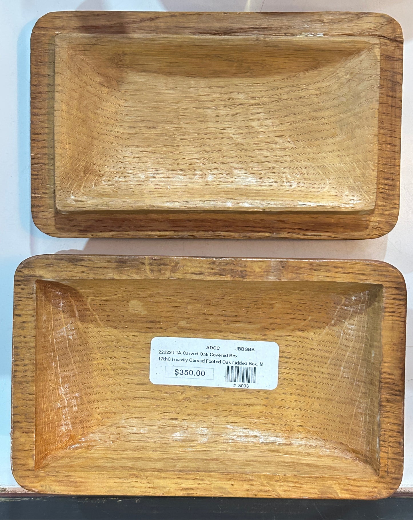 220224-1A Antique Carved Oak Covered Footed Box