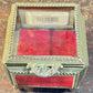 250219-2 Filigree French Brass & Beveled Glass Footed Jewelry Casket