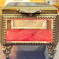250219-2 Filigree French Brass & Beveled Glass Footed Jewelry Casket