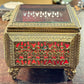 250219-2 Filigree French Brass & Beveled Glass Footed Jewelry Casket