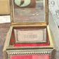 250219-2 Filigree French Brass & Beveled Glass Footed Jewelry Casket