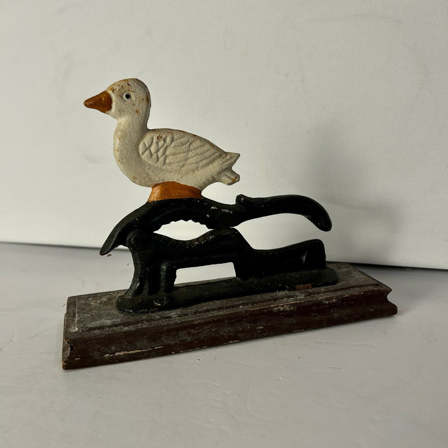 260109-2 Metal Duck Nutcracker on Wood Base