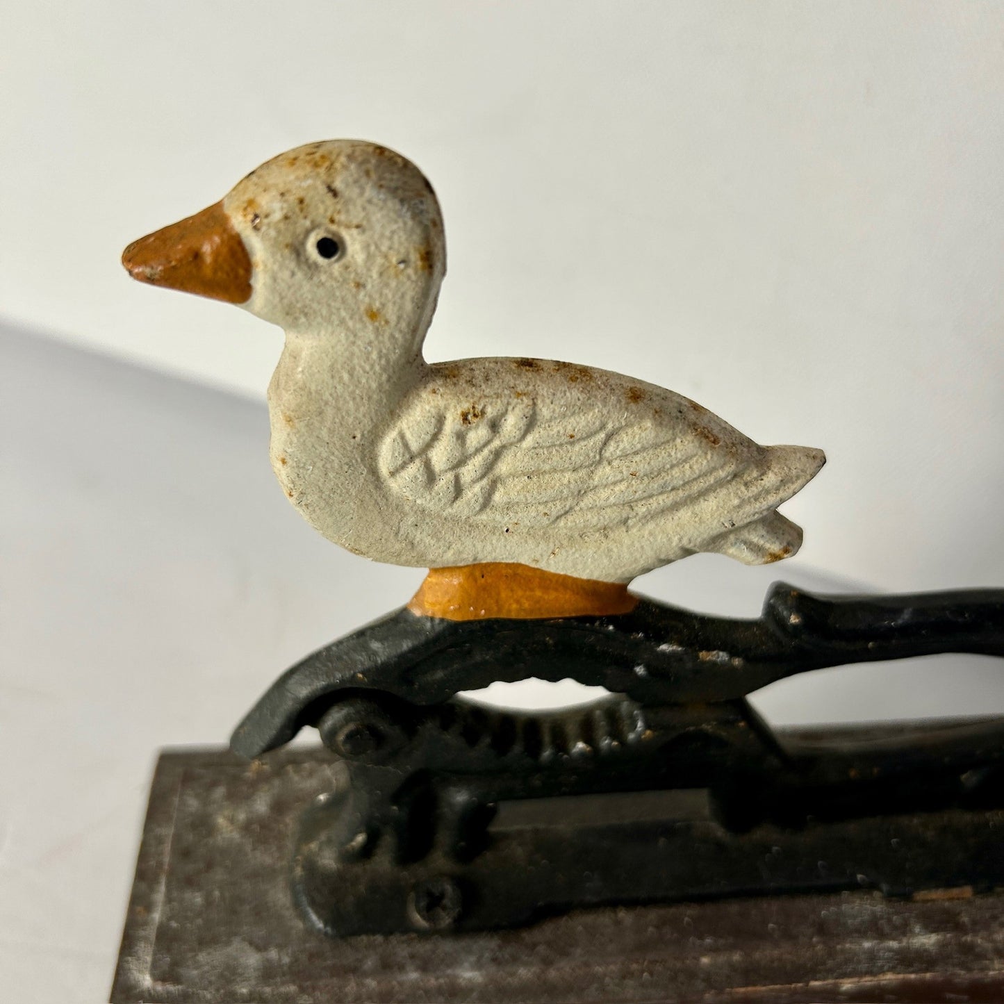 260109-2 Metal Duck Nutcracker on Wood Base