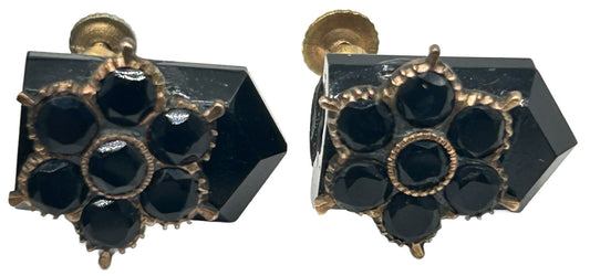 251009-12E Antique Victorian Mourning Earrings