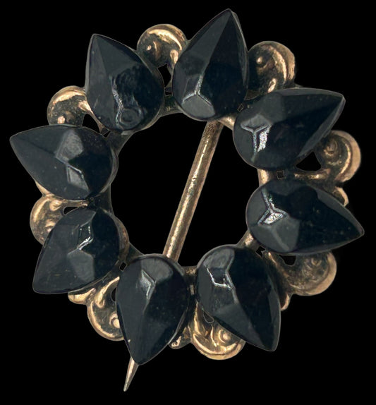 251009-12D Antique Victorian Mourning Brooch