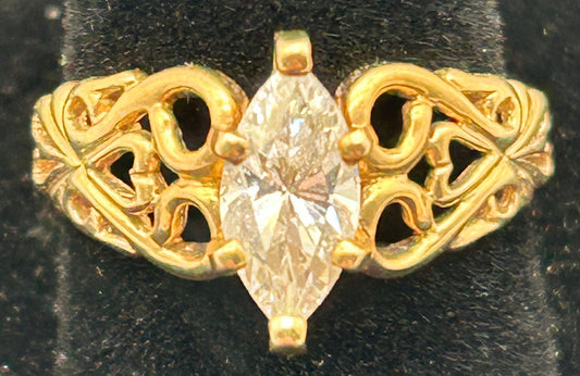 260520-4 Size 6.75 14k YG Filigree CZ Ring
