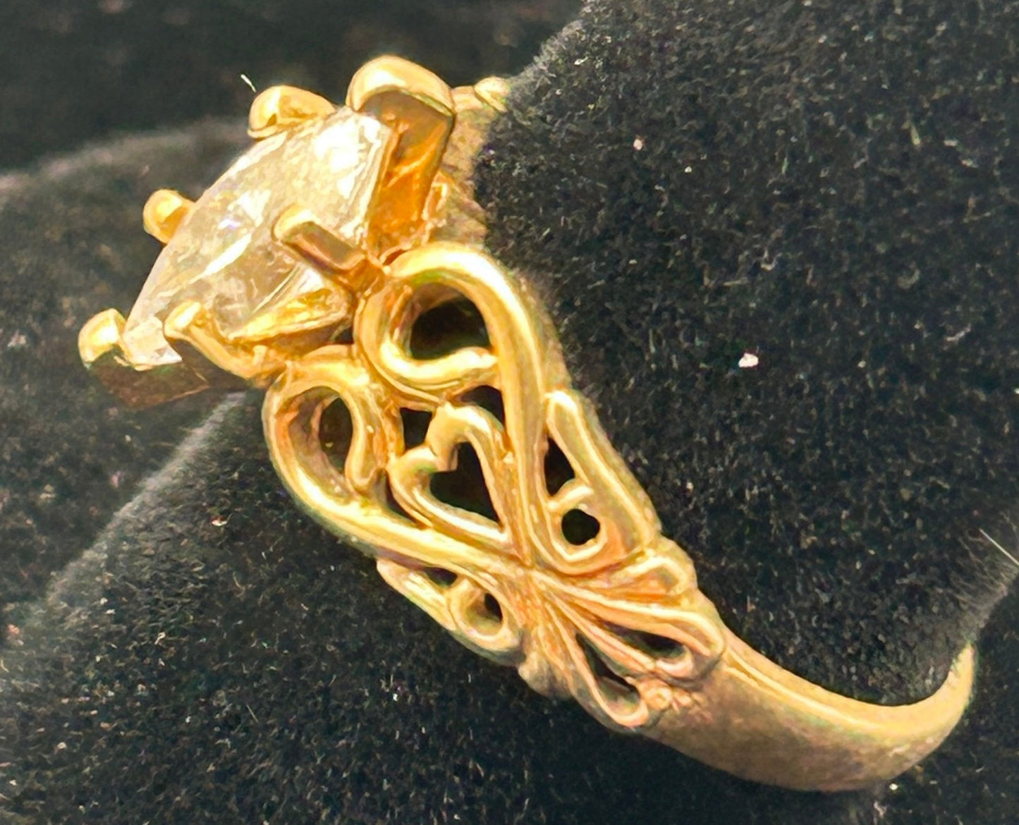 260520-4 Size 6.75 14k YG Filigree CZ Ring