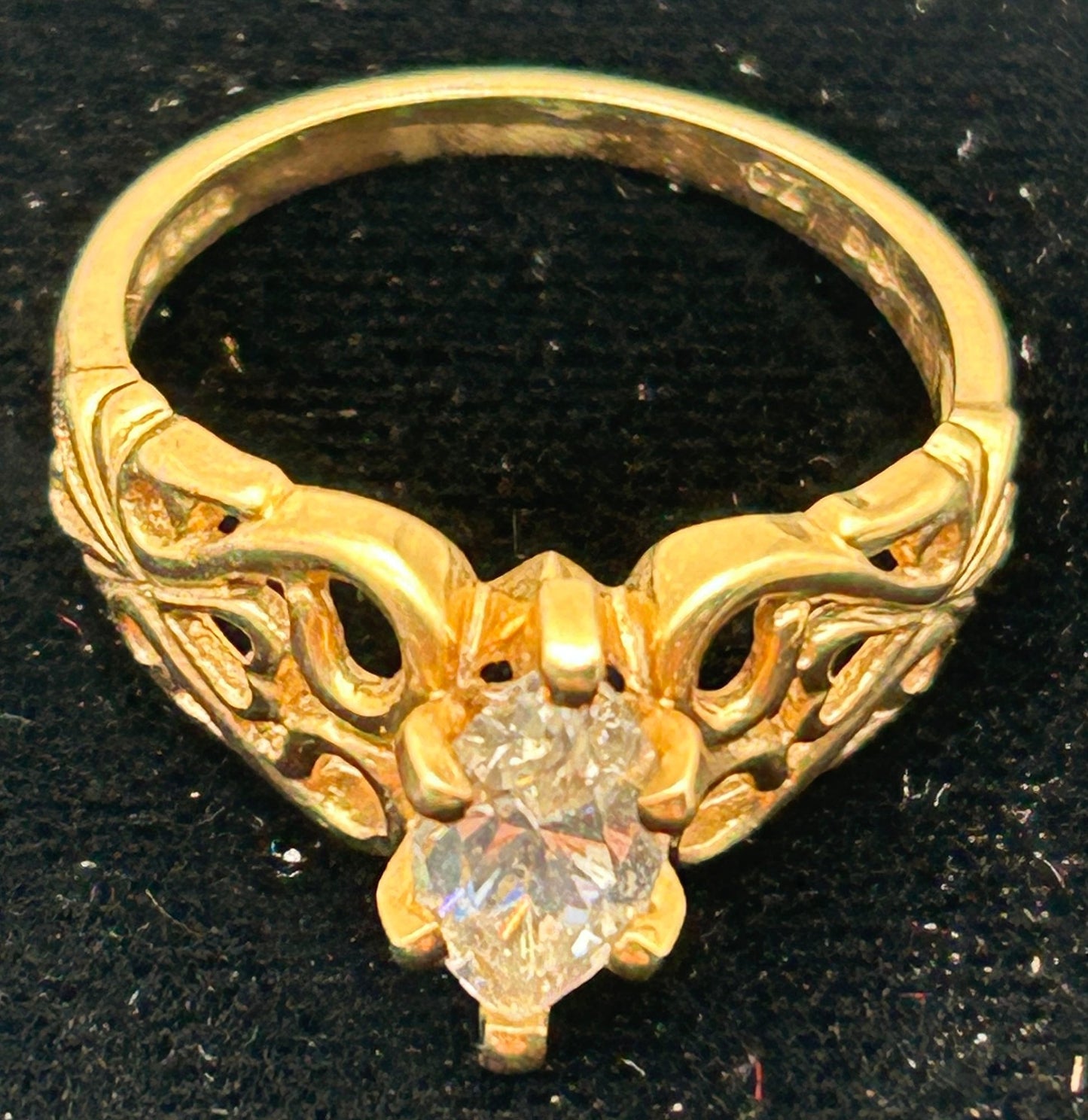 260520-4 Size 6.75 14k YG Filigree CZ Ring